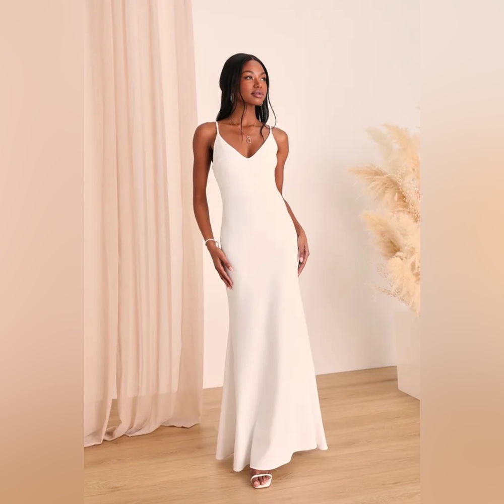 Lulu’s Infinite Glory White Maxi Dress, size M